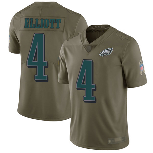 Men Philadelphia Eagles #4 Jake Elliott Limited Olive 2017 Salute to Service Football NFL Jersey->nfl t-shirts->Sports Accessory